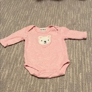 0-3 mo Baby Girl Embroidered onesie - Like New